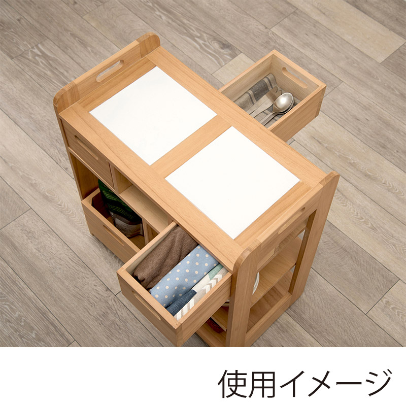 萩原 キッチンワゴン 幅56cm ナチュラル MUD-6410NA 1台(ご注文単位1台)【直送品】