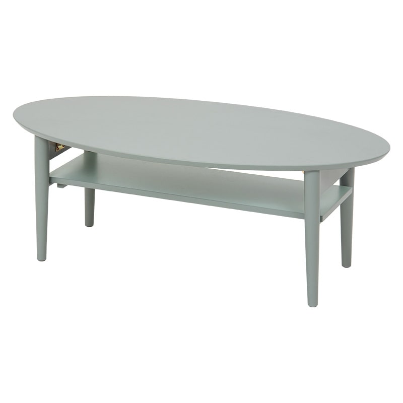 萩原 折りたたみテーブル 棚付き 幅90cm ブルーグレー VT-7969BG 1台(ご注文単位1台)【直送品】