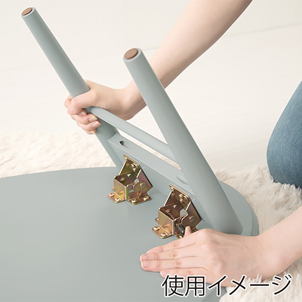 萩原 折りたたみテーブル 棚付き 幅90cm ブルーグレー VT-7969BG 1台(ご注文単位1台)【直送品】