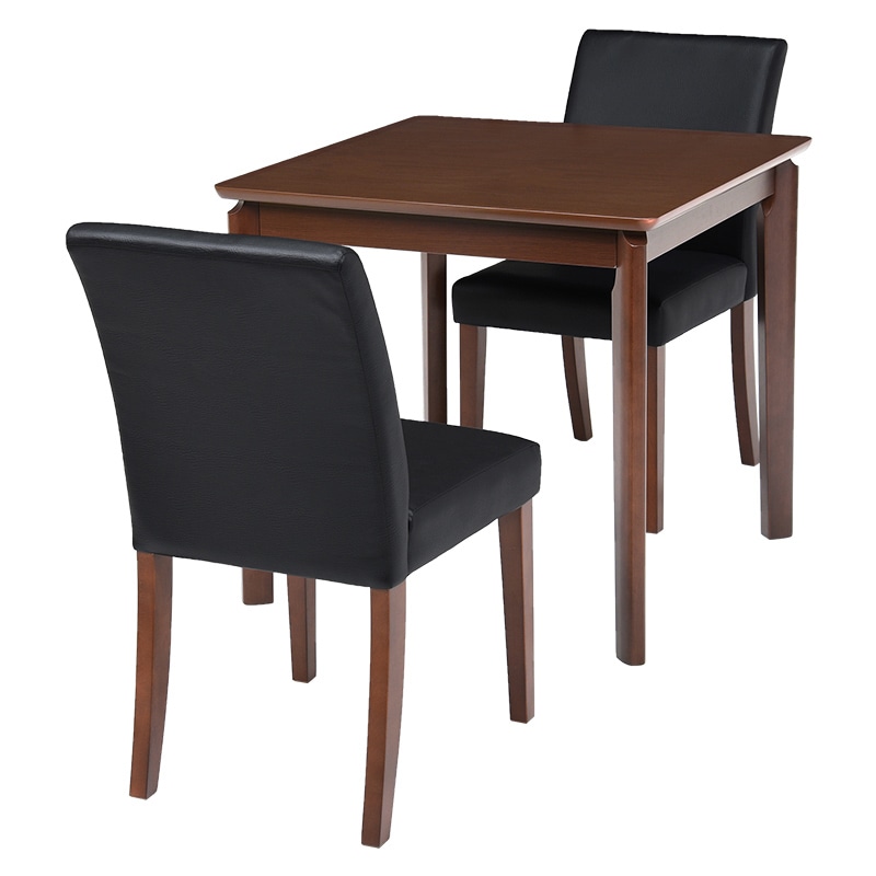 萩原 ダイニング3点セット 幅75cm ブラック VDS-7301DBPB-3S 1セット(ご注文単位1セット)【直送品】
