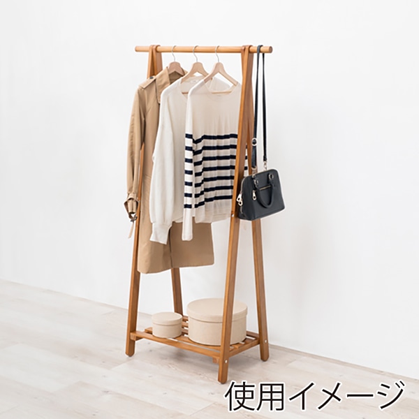 萩原 ハンガーラック　幅80cm ライトブラウン MHR-6033LBR 1台（ご注文単位1台）【直送品】