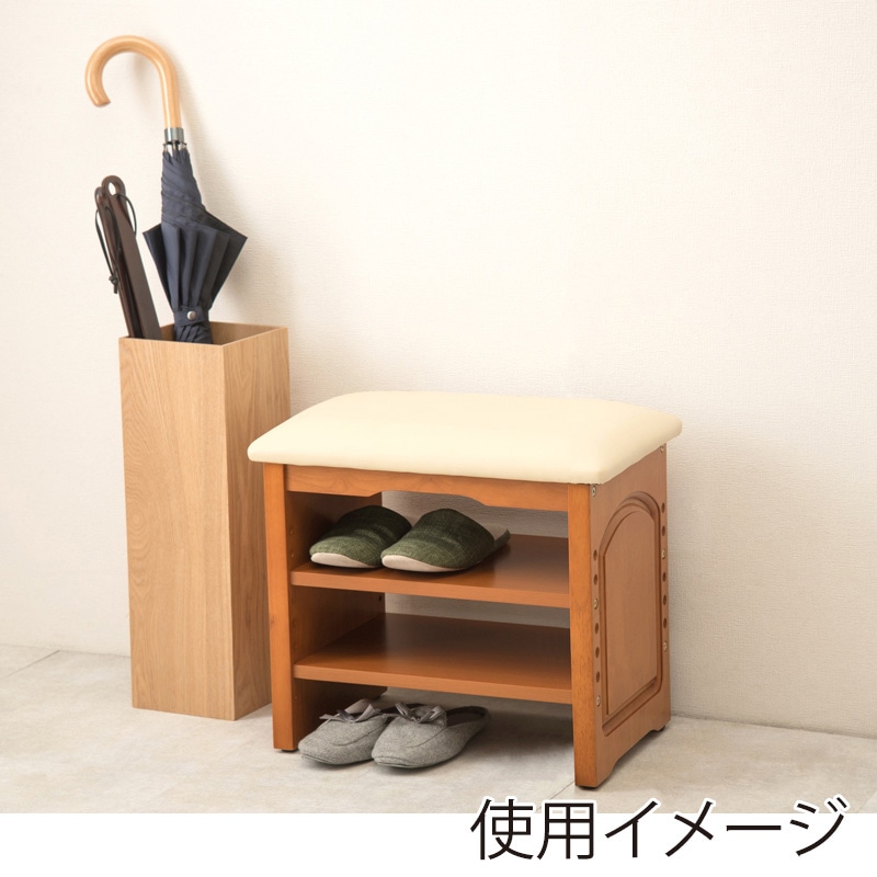 萩原 玄関ベンチ 幅41cm ライトブラウン VH-7100LBR 1台(ご注文単位1台)【直送品】