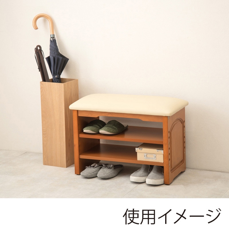 萩原 玄関ベンチ 幅60cm ライトブラウン VH-7101LBR 1台(ご注文単位1台)【直送品】