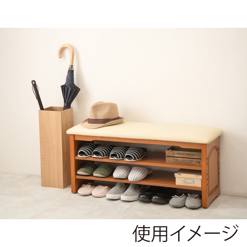 萩原 玄関ベンチ 幅90cm ライトブラウン VH-7102LBR 1台(ご注文単位1台)【直送品】