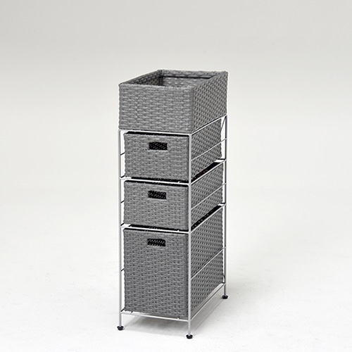 萩原 ランドリーラック 幅25.5cm 3杯 グレー RAN-2420GY 1台(ご注文単位1台)【直送品】