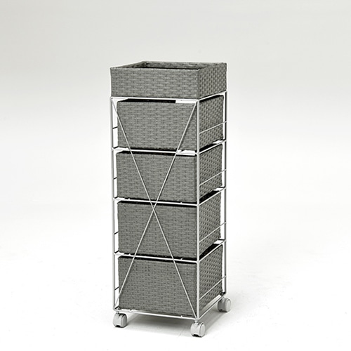 萩原 ランドリーラック 幅40.5cm 4杯 キャスター付 グレー RAN-2415GY 1台(ご注文単位1台)【直送品】