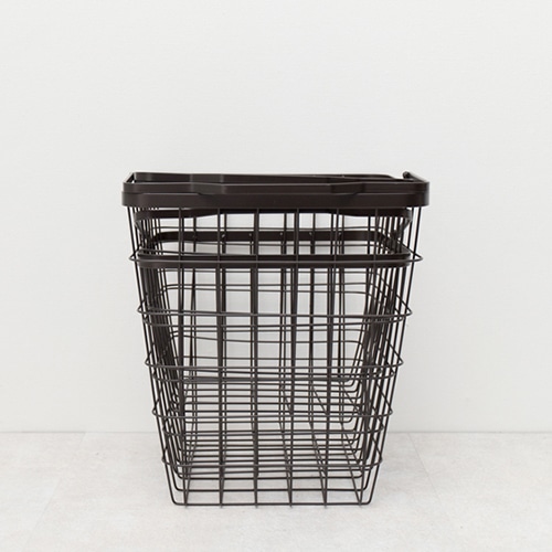 萩原 ランドリーバスケット　2段 角型　ダークブラウン KR-3970DBR 1台（ご注文単位1台）【直送品】