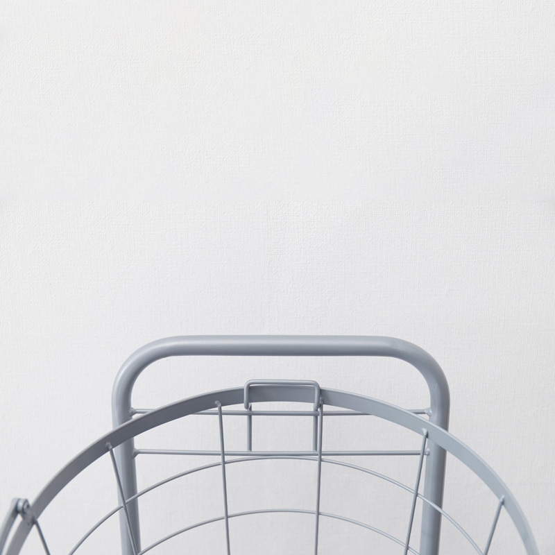 萩原 ランドリーバスケット 2段 丸型 スカイグレー KR-3972GY 1台(ご注文単位1台)【直送品】