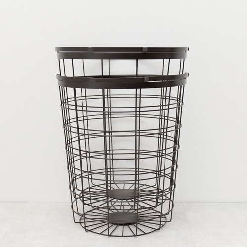 萩原 ランドリーバスケット 3段 丸型 ダークブラウン KR-3973DBR 1台(ご注文単位1台)【直送品】