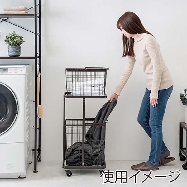 萩原 ランドリーバスケット　幅33cm ダークブラウン KR-3945DBR 1台（ご注文単位1台）【直送品】