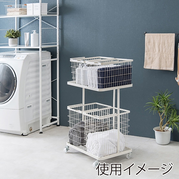萩原 ランドリーバスケット　幅62.5cm ホワイト KR-3946WH 1台（ご注文単位1台）【直送品】