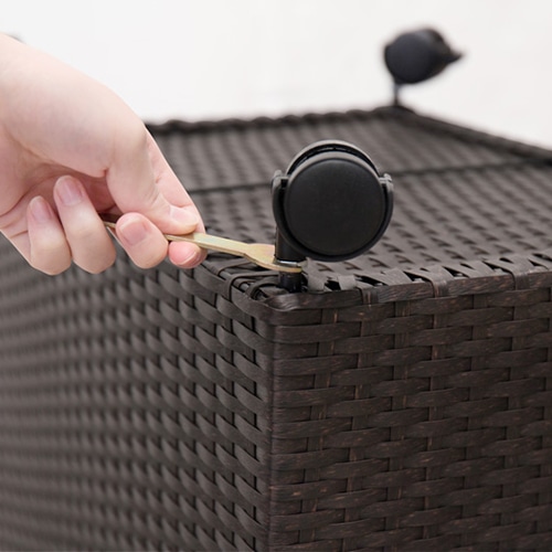 萩原 キャスター付収納ボックス ふた付き ダークブラウン RUD-2422DBR 1台(ご注文単位1台)【直送品】