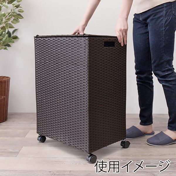 萩原 キャスター付収納ボックス ふた付き ダークブラウン RUD-2422DBR 1台(ご注文単位1台)【直送品】