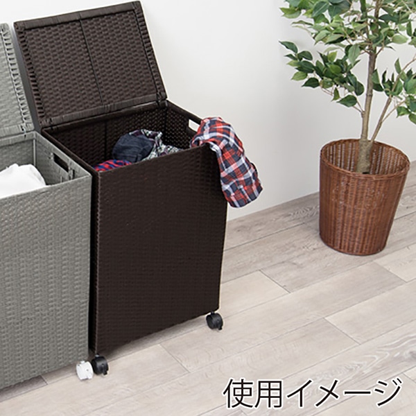 萩原 キャスター付収納ボックス ふた付き ダークブラウン RUD-2422DBR 1台(ご注文単位1台)【直送品】