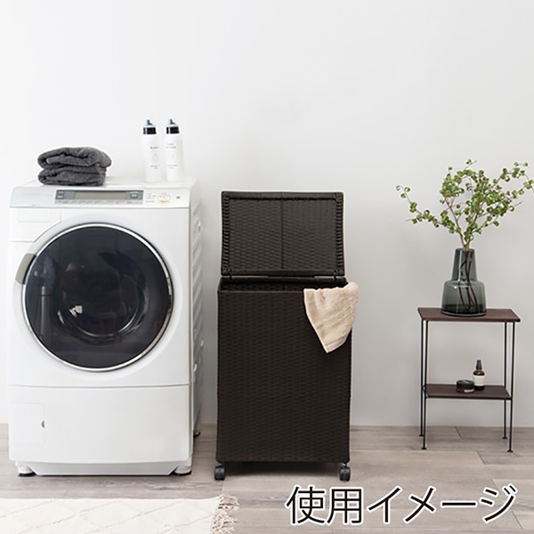 萩原 キャスター付収納ボックス ふた付き ダークブラウン RUD-2422DBR 1台(ご注文単位1台)【直送品】