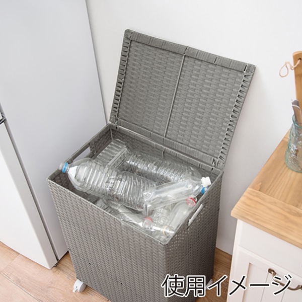 萩原 キャスター付収納ボックス ふた付き グレー RUD-2422GY 1台(ご注文単位1台)【直送品】