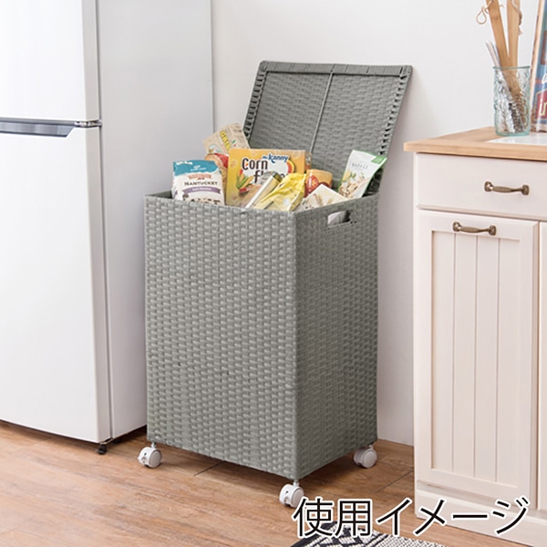 萩原 キャスター付収納ボックス ふた付き グレー RUD-2422GY 1台(ご注文単位1台)【直送品】