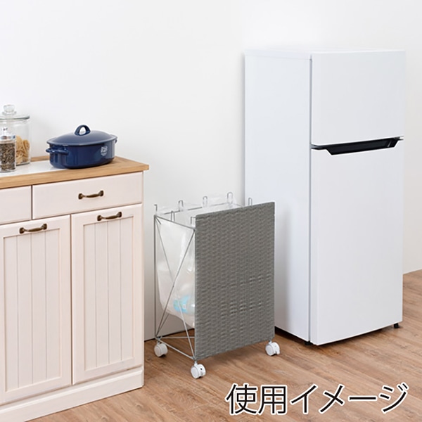 萩原 分別ごみ箱ラック　幅38cm グレー RUD-2423GY 1台（ご注文単位1台）【直送品】