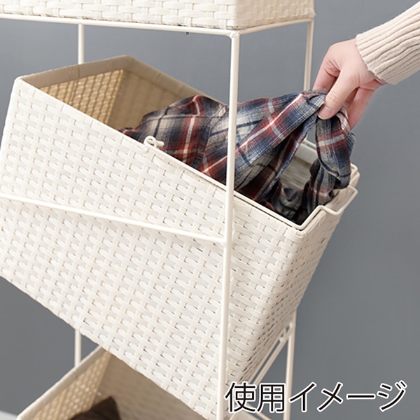 萩原 ランドリーラック 幅28cm ホワイト RAN-2425WH 1台(ご注文単位1台)【直送品】