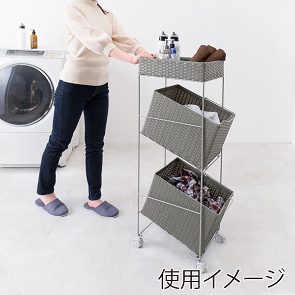 萩原 ランドリーラック 幅28cm グレー RAN-2425GY 1台(ご注文単位1台)【直送品】