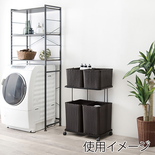 萩原 ランドリーラック 幅60cm ダークブラウン RAN-2428DBR 1台(ご注文単位1台)【直送品】