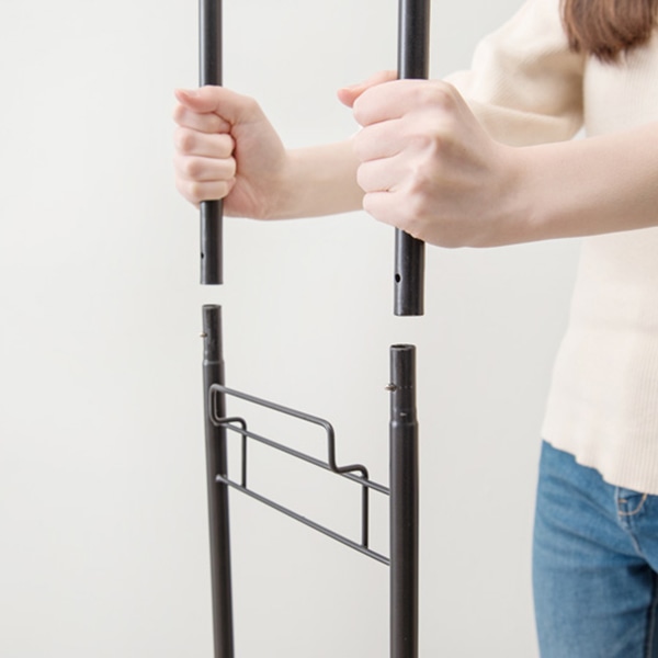 萩原 ランドリーラック 2段 幅36.5cm キャスター付 ダークブラウン RAN-2431DBR 1台(ご注文単位1台)【直送品】