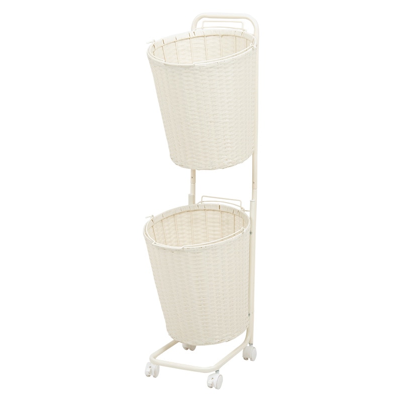 萩原 ランドリーラック　2段　幅36.5cm キャスター付　ホワイト RAN-2431WH 1台（ご注文単位1台）【直送品】