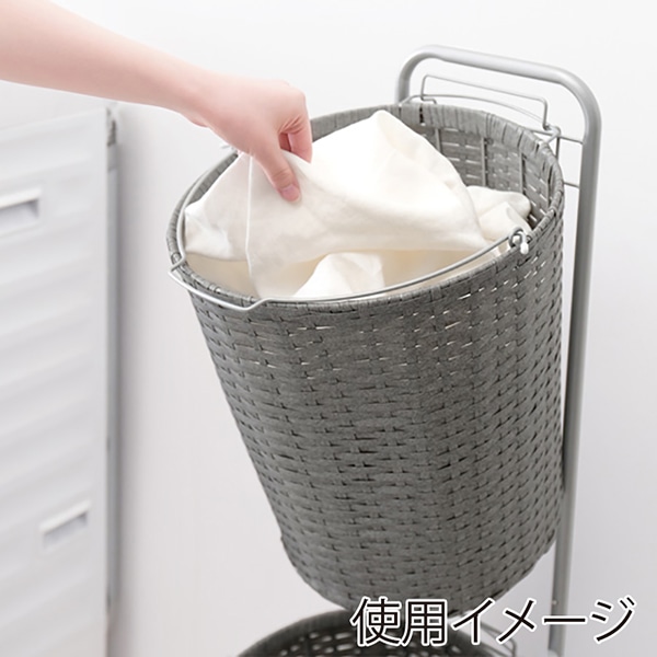萩原 ランドリーラック 2段 幅36.5cm キャスター付 グレー RAN-2431GY 1台(ご注文単位1台)【直送品】