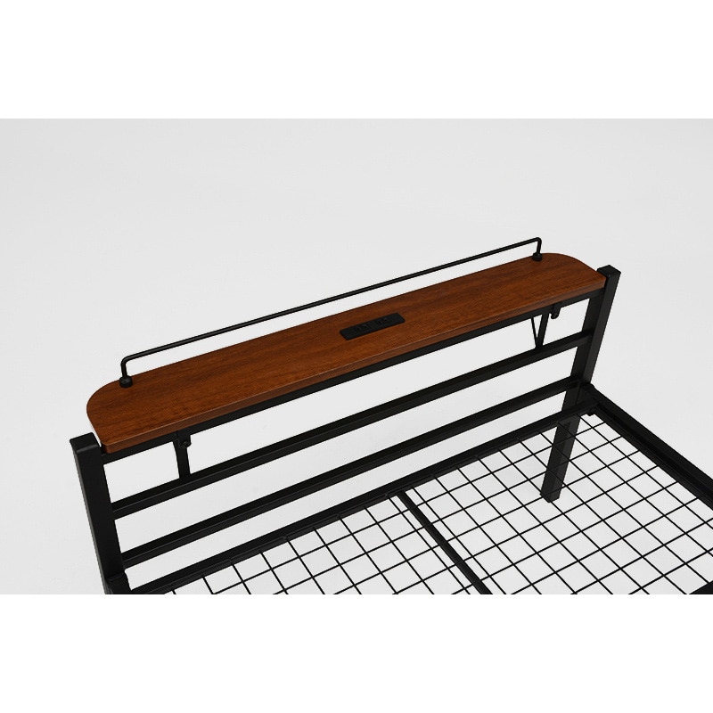 萩原 シングルパイプベッド 宮棚付 ブラック KH-3085BKMS 1台(ご注文単位1台)【直送品】