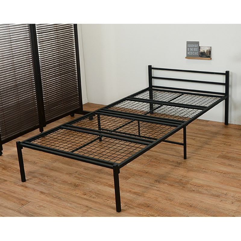 萩原 シングルパイプベッド 宮棚付 ブラック KH-3085BKMS 1台(ご注文単位1台)【直送品】