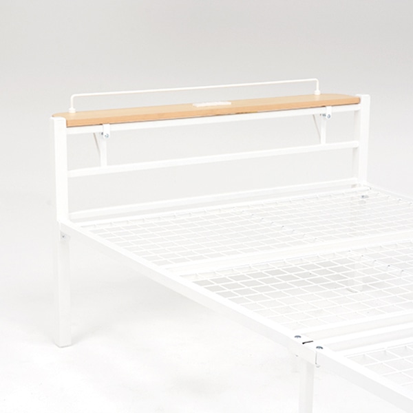 萩原 シングルパイプベッド 宮棚付 ホワイト KH-3085WHMS 1台(ご注文単位1台)【直送品】