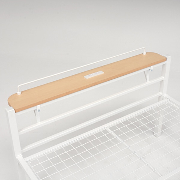 萩原 シングルパイプベッド 宮棚付 ホワイト KH-3085WHMS 1台(ご注文単位1台)【直送品】