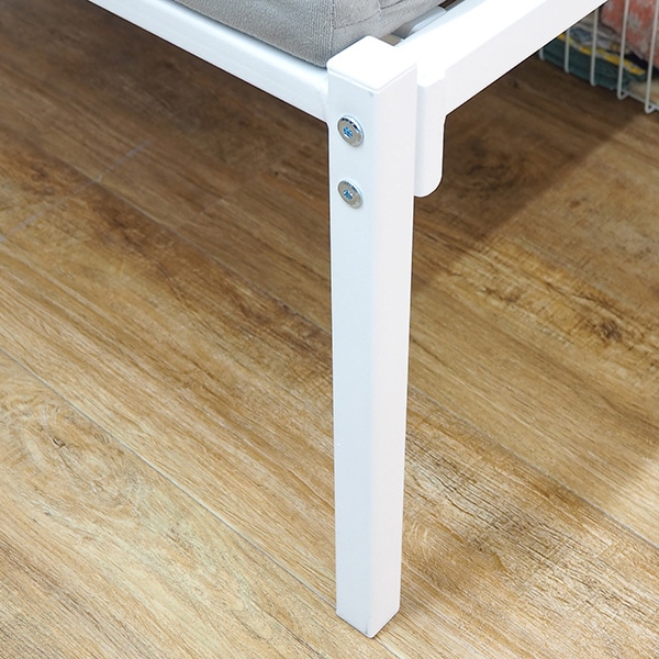 萩原 シングルパイプベッド 宮棚付 ホワイト KH-3085WHMS 1台(ご注文単位1台)【直送品】