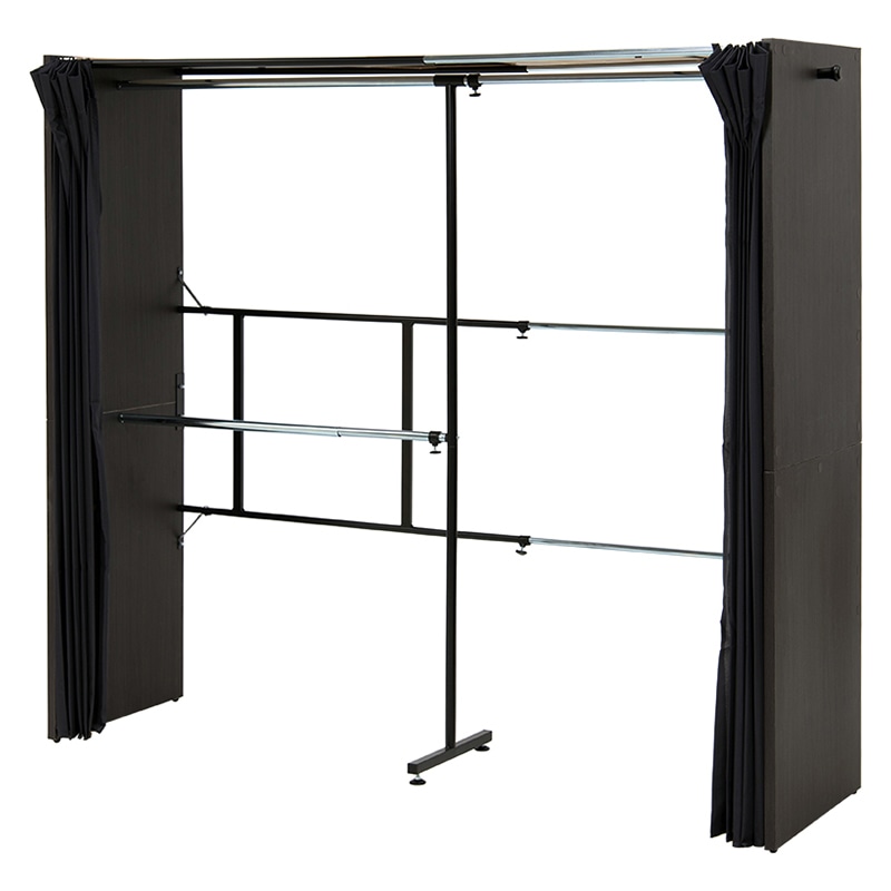 萩原 伸縮クローゼット ダークブラウン VR-7242DBR 1台(ご注文単位1台)【直送品】