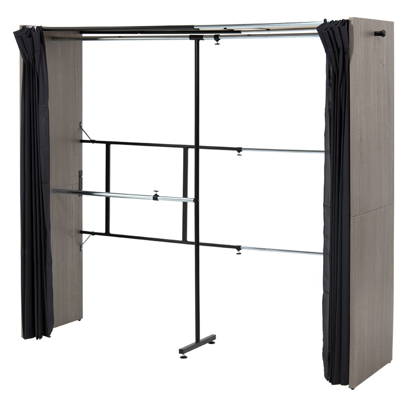 萩原 伸縮クローゼット グレー VR-7242GY 1台(ご注文単位1台)【直送品】