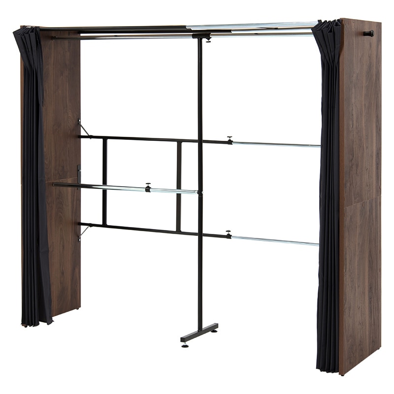 萩原 伸縮クローゼット ウォルナット VR-7242WN 1台(ご注文単位1台)【直送品】