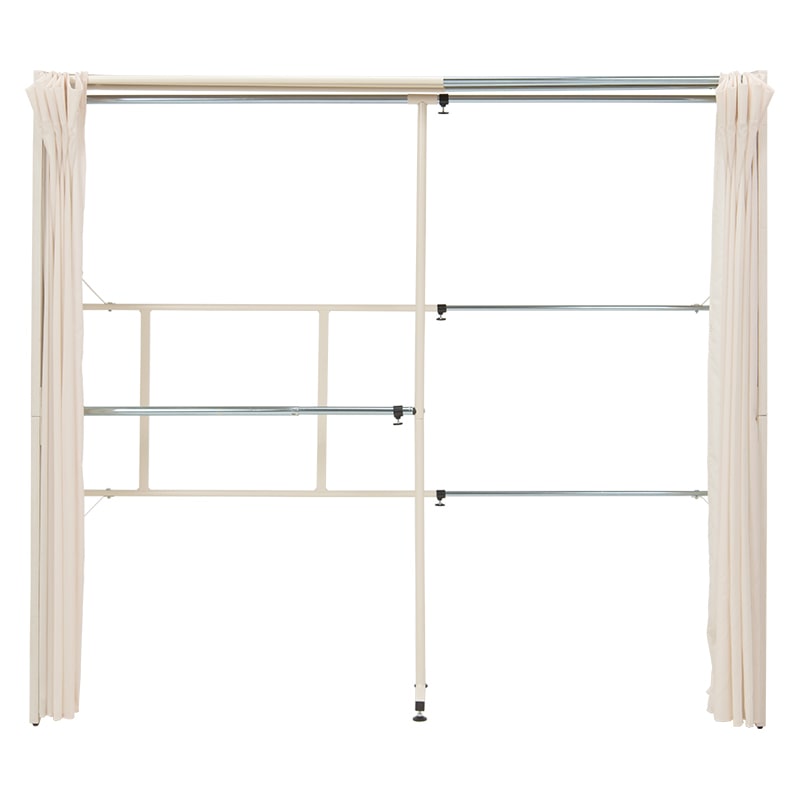 萩原 伸縮クローゼット ホワイトウォッシュ VR-7242WS 1台（ご注文単位1台）【直送品】