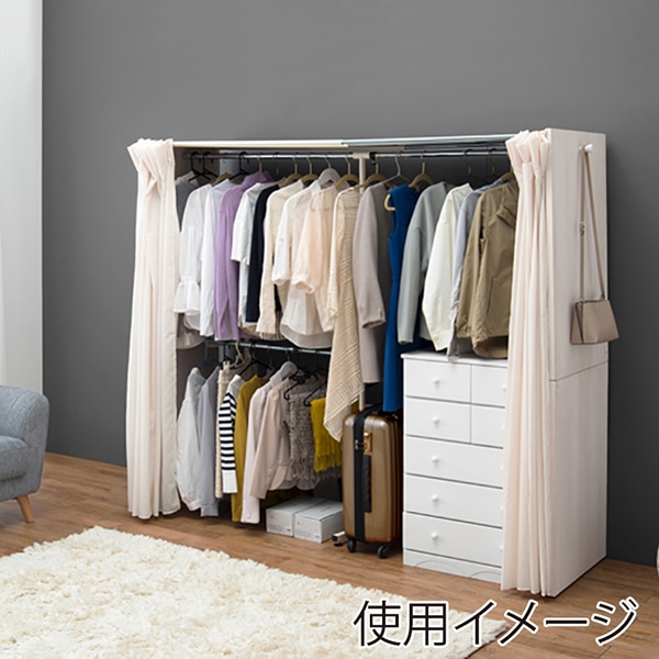 萩原 伸縮クローゼット ホワイトウォッシュ VR-7242WS 1台（ご注文単位1台）【直送品】