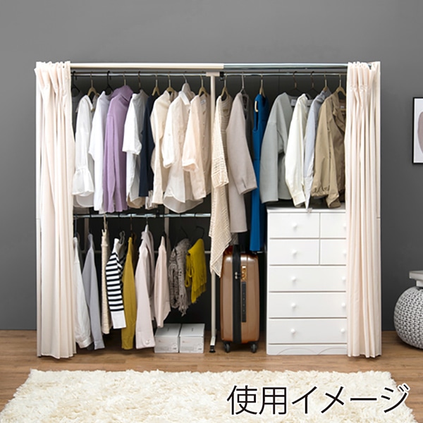 萩原 伸縮クローゼット ホワイトウォッシュ VR-7242WS 1台（ご注文単位1台）【直送品】