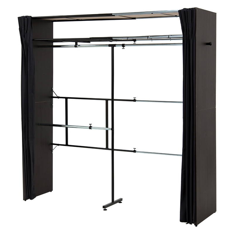 萩原 伸縮クローゼット 棚付き ダークブラウン VR-7243DBR 1台(ご注文単位1台)【直送品】