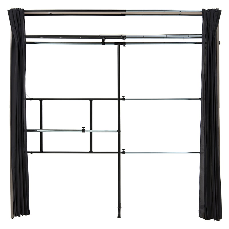 萩原 伸縮クローゼット 棚付き ダークブラウン VR-7243DBR 1台(ご注文単位1台)【直送品】