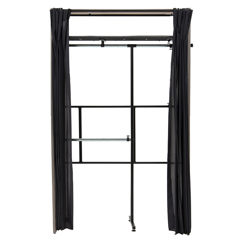 萩原 伸縮クローゼット 棚付き ダークブラウン VR-7243DBR 1台(ご注文単位1台)【直送品】