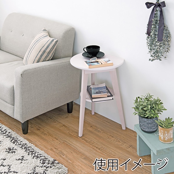 萩原 サイドテーブル　幅40cm ホワイトウォッシュ VT-7972WS 1台（ご注文単位1台）【直送品】