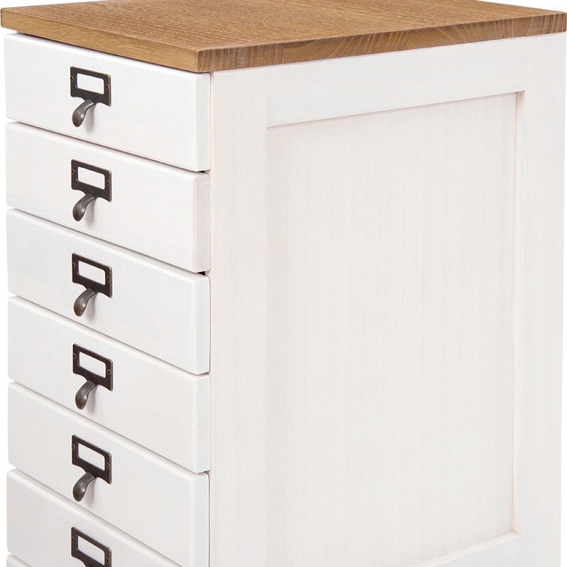 萩原 書類チェスト 9段 A4対応 ナチュラル×ホワイト MCH-6171NW 1台(ご注文単位1台)【直送品】