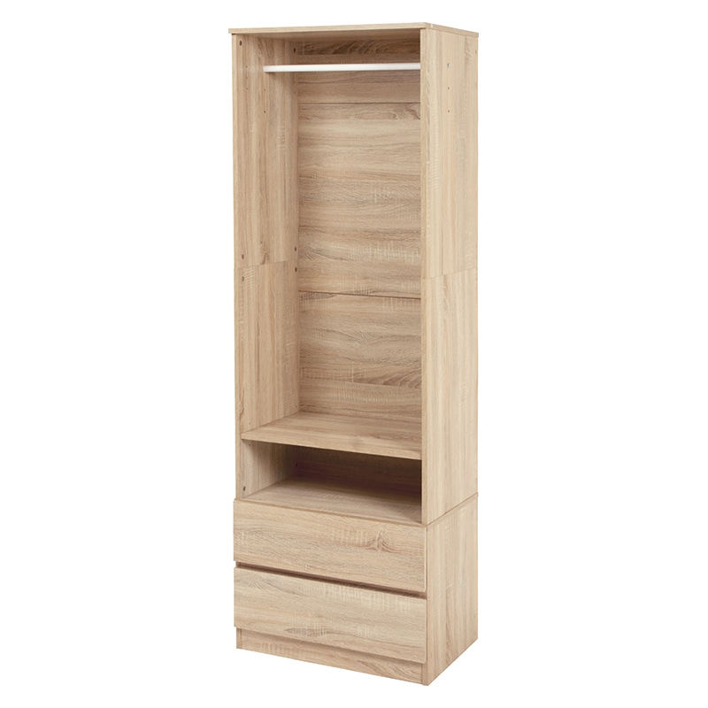 萩原 ワードローブ 引き出し付 幅60cm ナチュラル RKK-1621NA 1台(ご注文単位1台)【直送品】