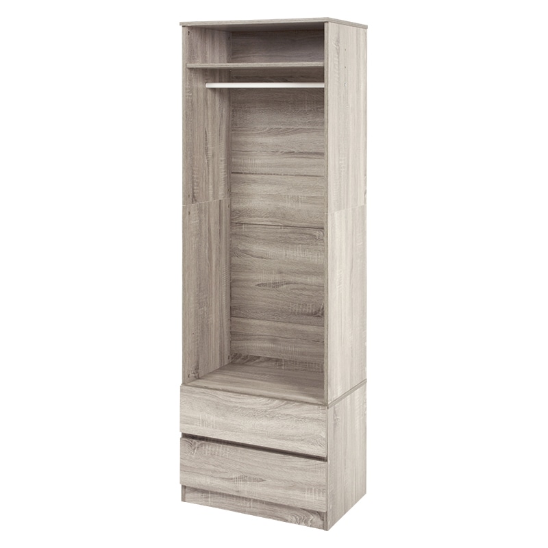 萩原 ワードローブ 引き出し付 幅60cm グレー RKK-1621GY 1台(ご注文単位1台)【直送品】