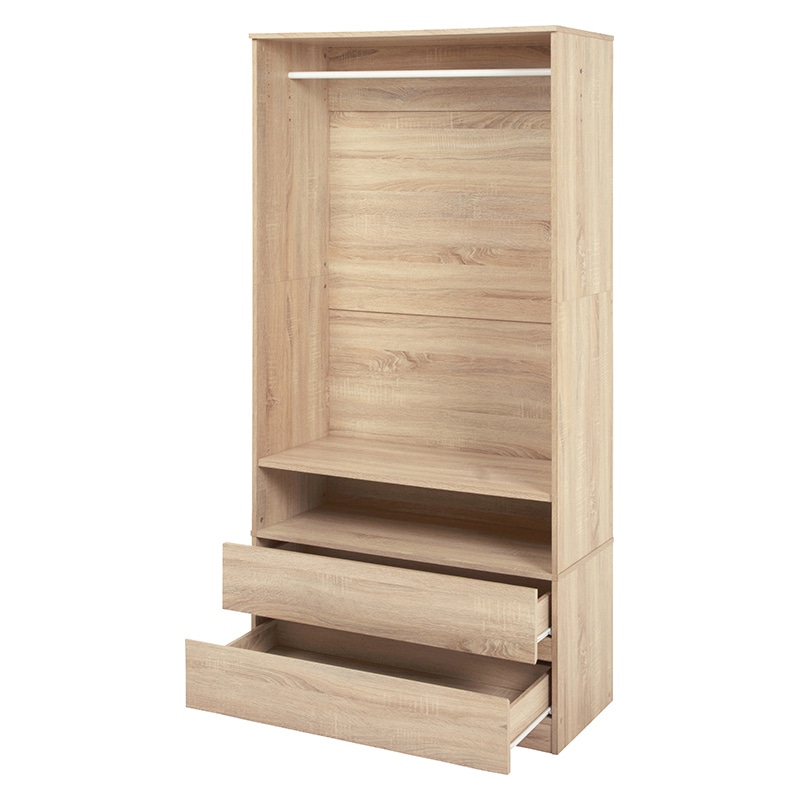 萩原 ワードローブ 引き出し付 幅89cm ナチュラル RKK-1622NA 1台(ご注文単位1台)【直送品】