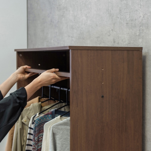 萩原 ワードローブ 引き出し付 幅89cm ブラウン RKK-1622BR 1台(ご注文単位1台)【直送品】