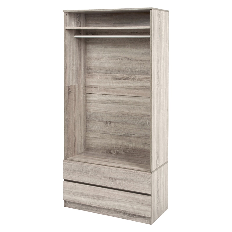 萩原 ワードローブ 引き出し付 幅89cm グレー RKK-1622GY 1台(ご注文単位1台)【直送品】