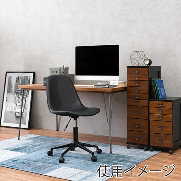 萩原 キャスター付き昇降チェア 丸型 ブラック LC-4497BK 1台(ご注文単位1台)【直送品】